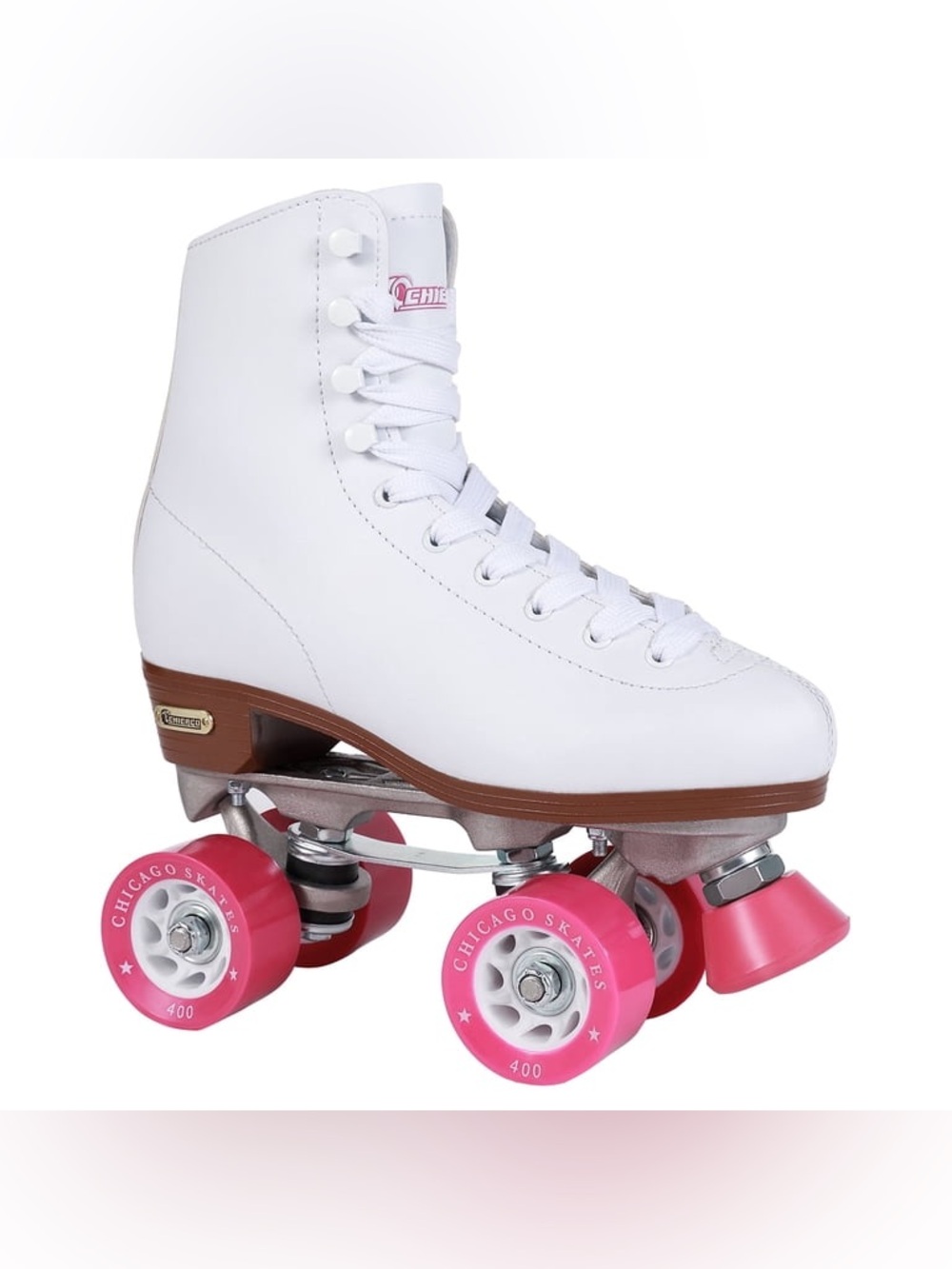 Chicago Women's White Roller Skates with Pink Wheels